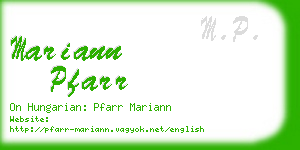 mariann pfarr business card